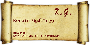 Korein György névjegykártya